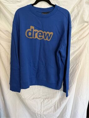 drew house Royal Blue Crewneck Sweatshirt with Gold Logo